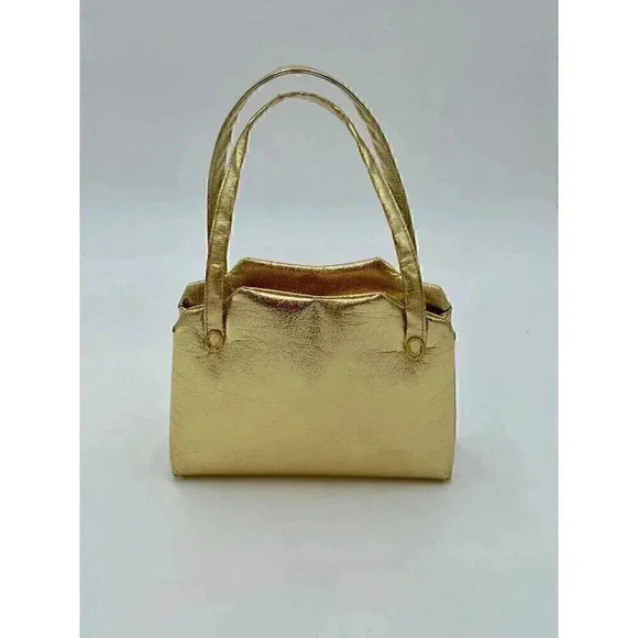 Vintage Ila of California Gold Shoulder Bag with Clasp Center Pocket - Picture 5 of 9